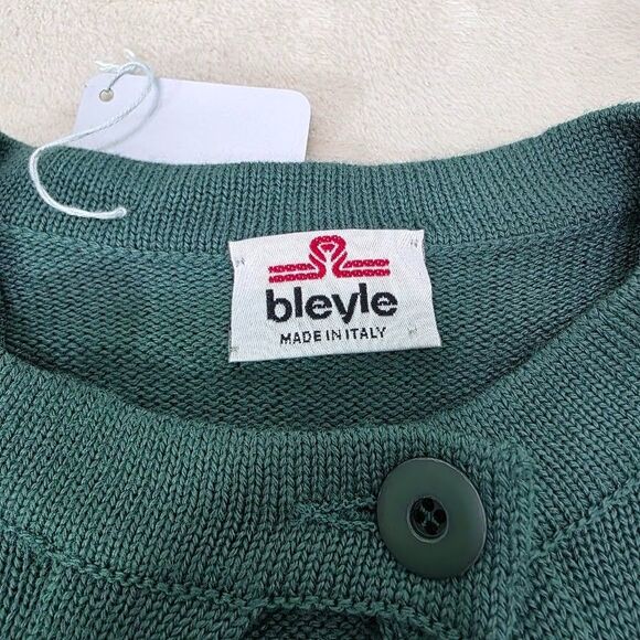 Bleyle Sleeveless Cardigan Sweater Vest Button Neck Geometric Print Green Size M - Picture 2 of 8